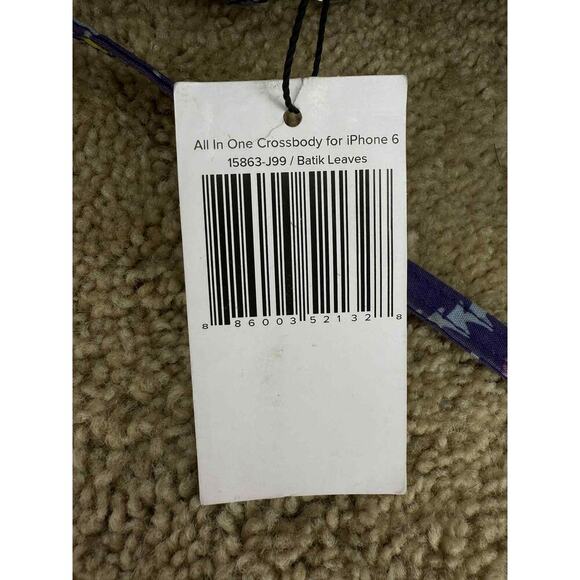 NWT Vera Bradley All in One Quilted Crossbody for Iphone 6 Batik Leaves Purple - Picture 8 of 9